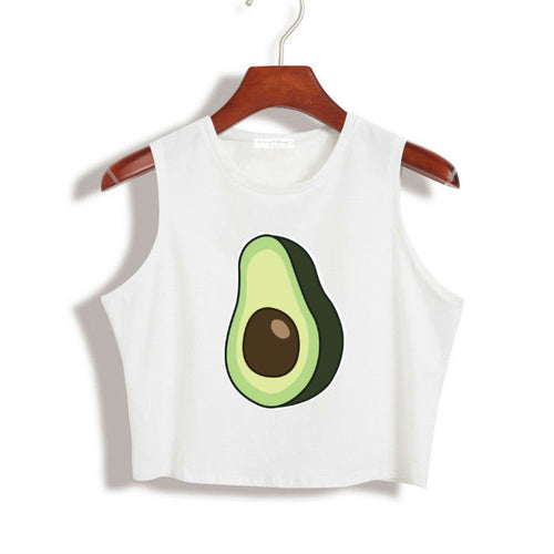 avocado Print Summer Women Crop Top Sexy Slim Shirt For Girl Tank Top Tee Hipster Vest Tumblr Drop Ship ZT-18