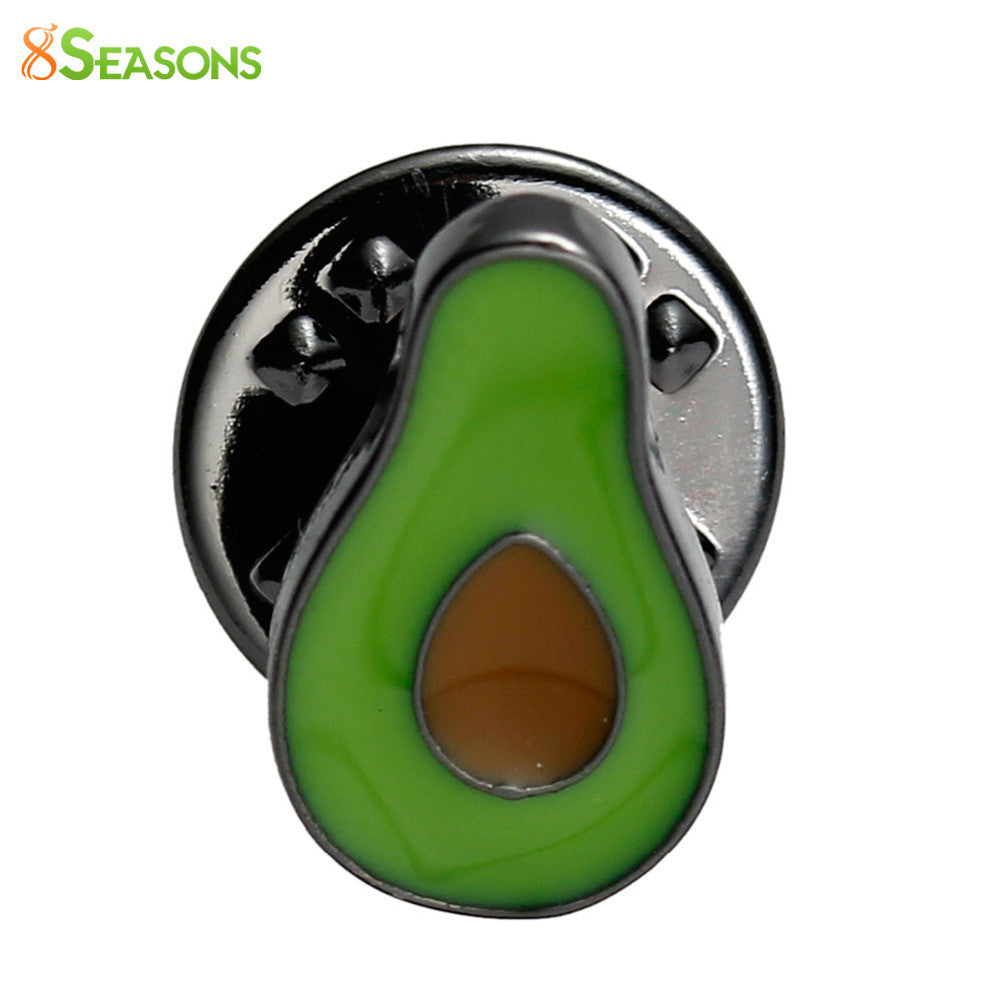 8SEASONS New Fashion Jewelry Fruit Avocado Brooches Gunmetal Green & Brown Enamel for Shirt / Skirt 14mm( 4/8